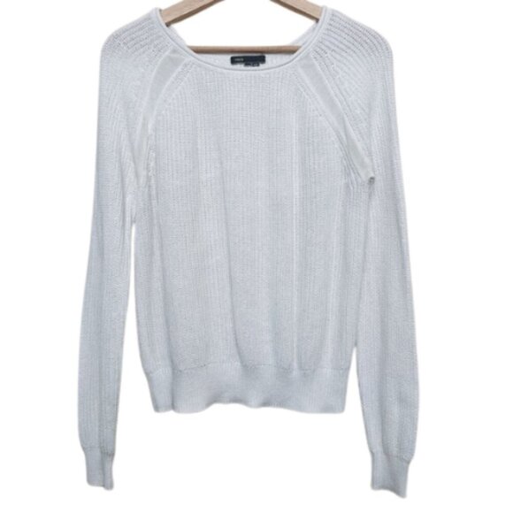 Vince Sweaters - Vince Womens Small White Knit Chunky Boat Neck Sweater